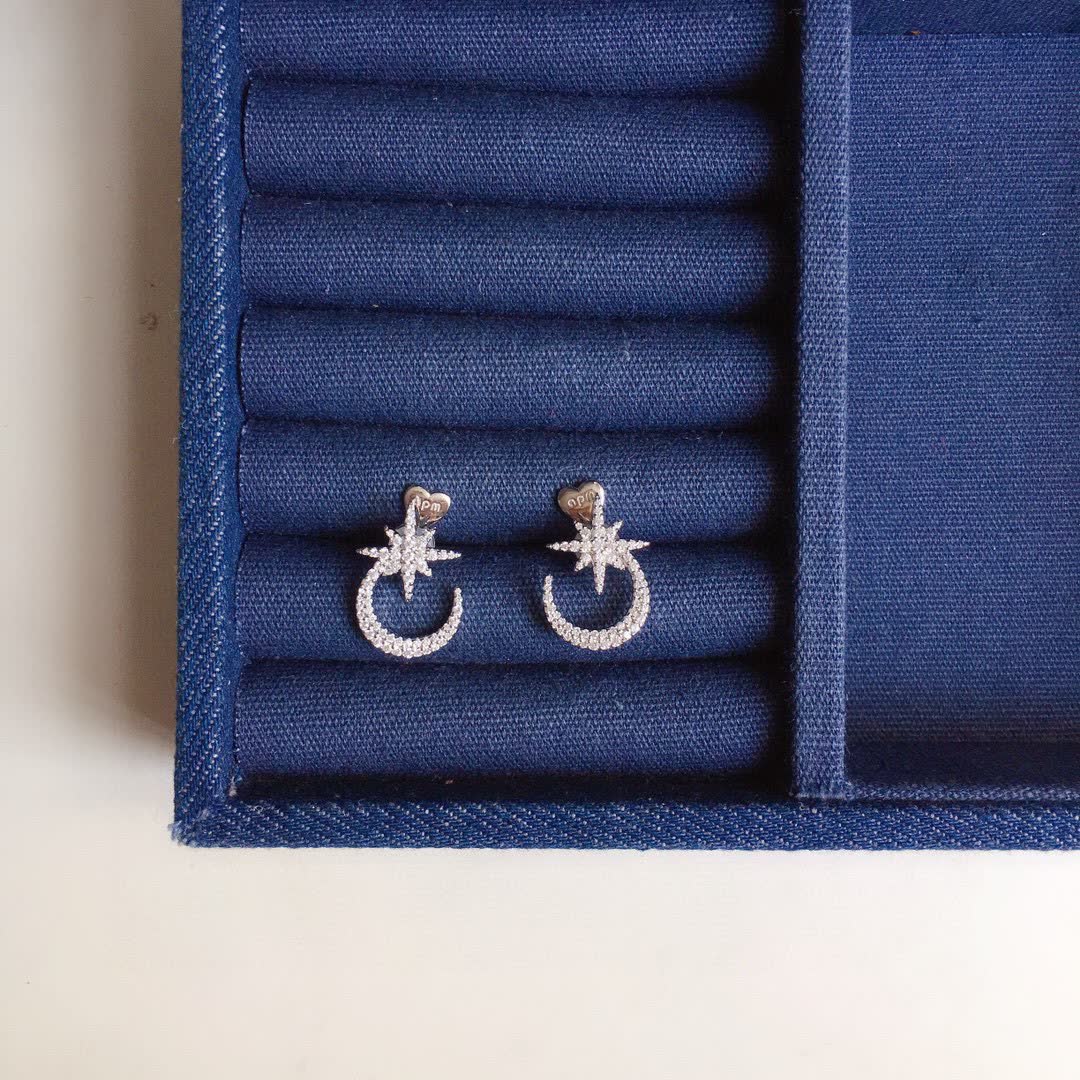APM Monaco Star and Crescent Stud Earrings